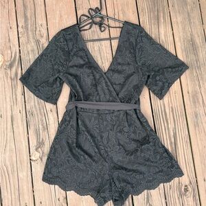 Francesca’s Black Lace Romper